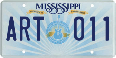 MS license plate ART011