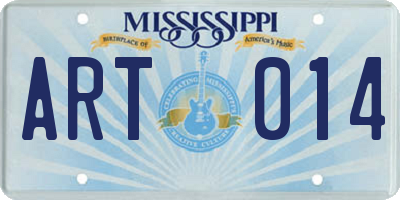 MS license plate ART014