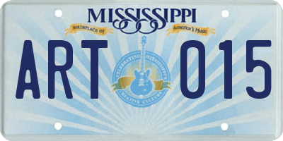 MS license plate ART015
