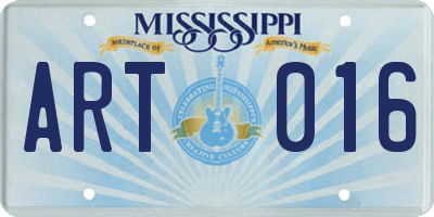 MS license plate ART016