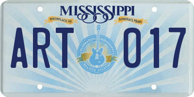 MS license plate ART017