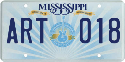 MS license plate ART018