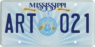 MS license plate ART021