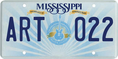 MS license plate ART022
