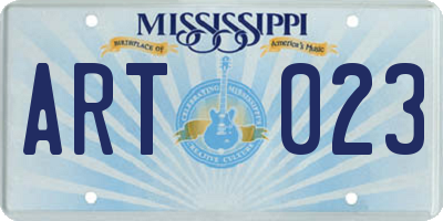 MS license plate ART023