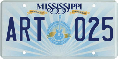 MS license plate ART025