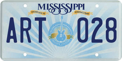 MS license plate ART028