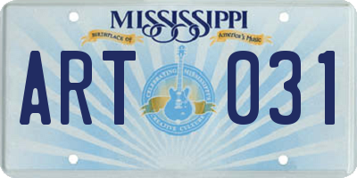 MS license plate ART031