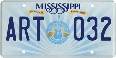 MS license plate ART032