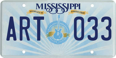 MS license plate ART033