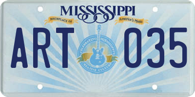 MS license plate ART035