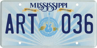 MS license plate ART036