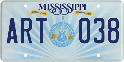 MS license plate ART038