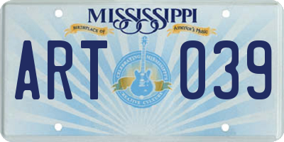 MS license plate ART039