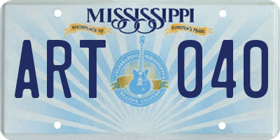 MS license plate ART040