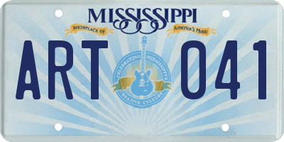 MS license plate ART041