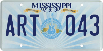 MS license plate ART043