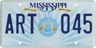 MS license plate ART045