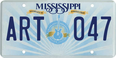 MS license plate ART047