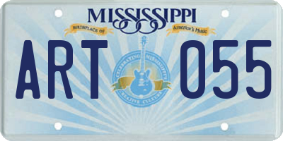 MS license plate ART055