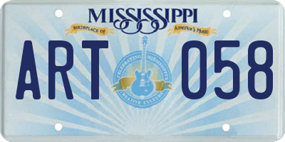 MS license plate ART058