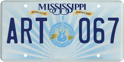 MS license plate ART067