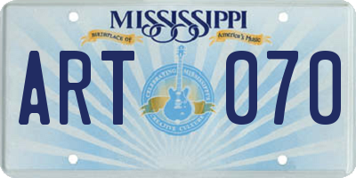 MS license plate ART070