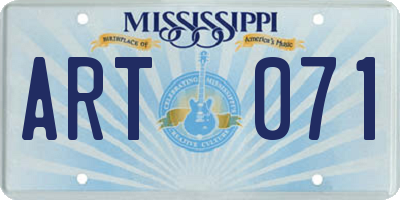 MS license plate ART071