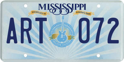MS license plate ART072