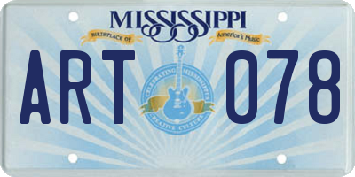 MS license plate ART078