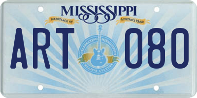 MS license plate ART080