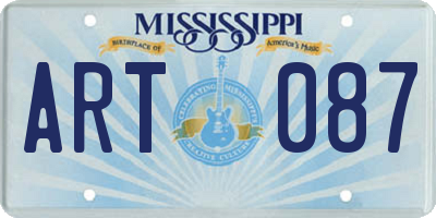 MS license plate ART087