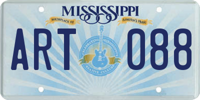 MS license plate ART088