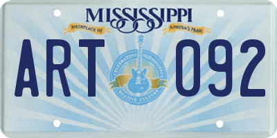 MS license plate ART092