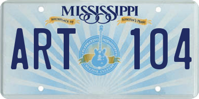 MS license plate ART104