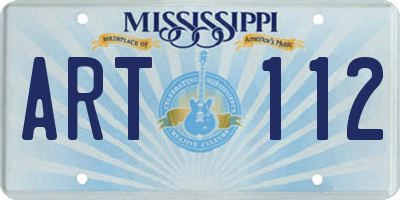 MS license plate ART112