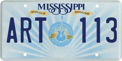 MS license plate ART113