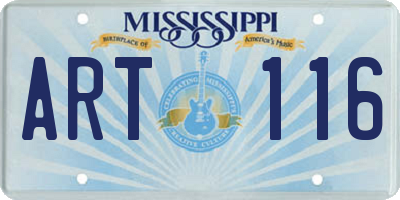 MS license plate ART116