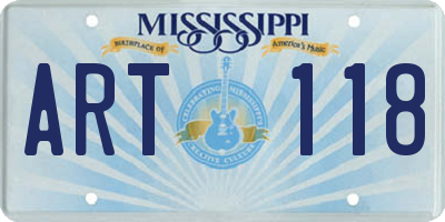 MS license plate ART118
