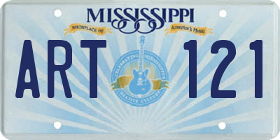 MS license plate ART121