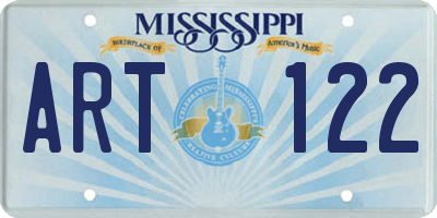 MS license plate ART122