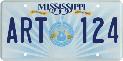 MS license plate ART124