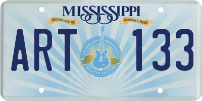 MS license plate ART133
