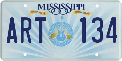 MS license plate ART134