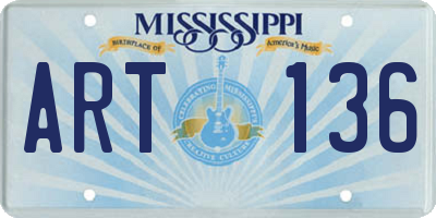 MS license plate ART136