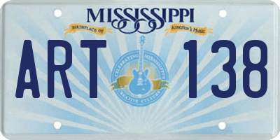 MS license plate ART138