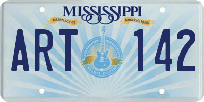 MS license plate ART142