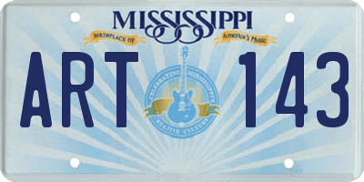 MS license plate ART143