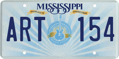 MS license plate ART154