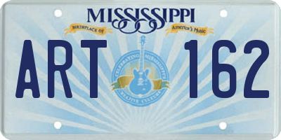 MS license plate ART162